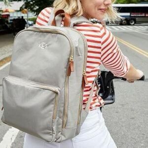 Mark & Graham Commuter Backpack, Grey and Brown Leather